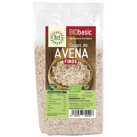 Copos avena finos int. 1kg bio sol natural