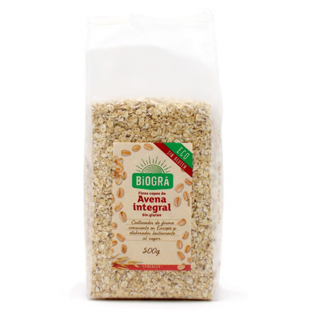 Copos avena finos integral sin gluten 500g biogra