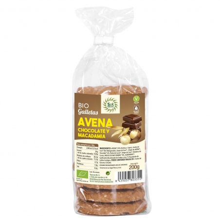 Galletas avena chocolate macadamia bio sol natural