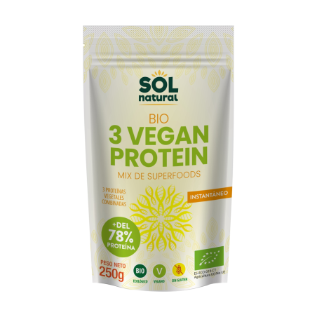 3 vegan protein 250 g sol natural bio