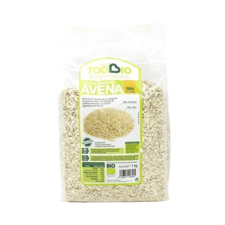 Copos finos avena integral sin gluten 500 g toobio